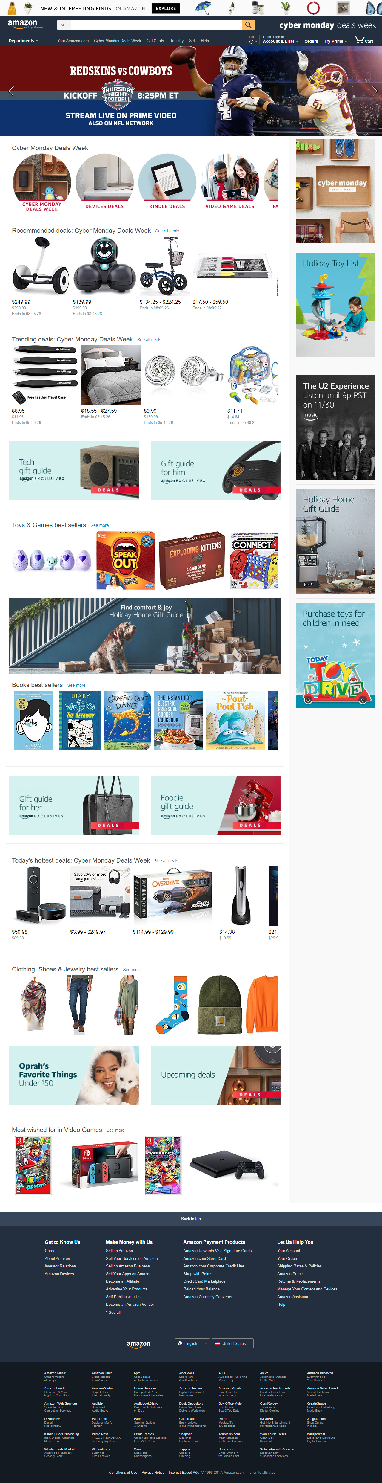 Amazon website in 2017