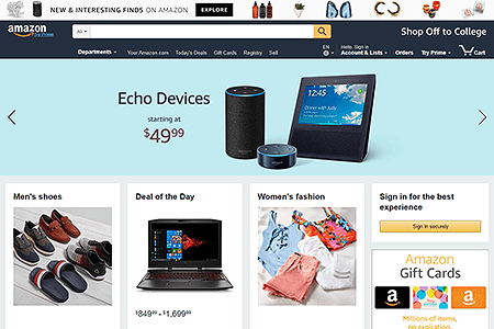 Amazon website in 2018