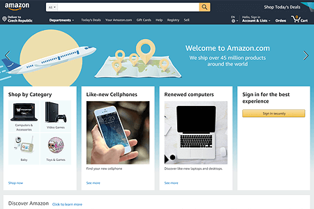 Amazon website in 2019
