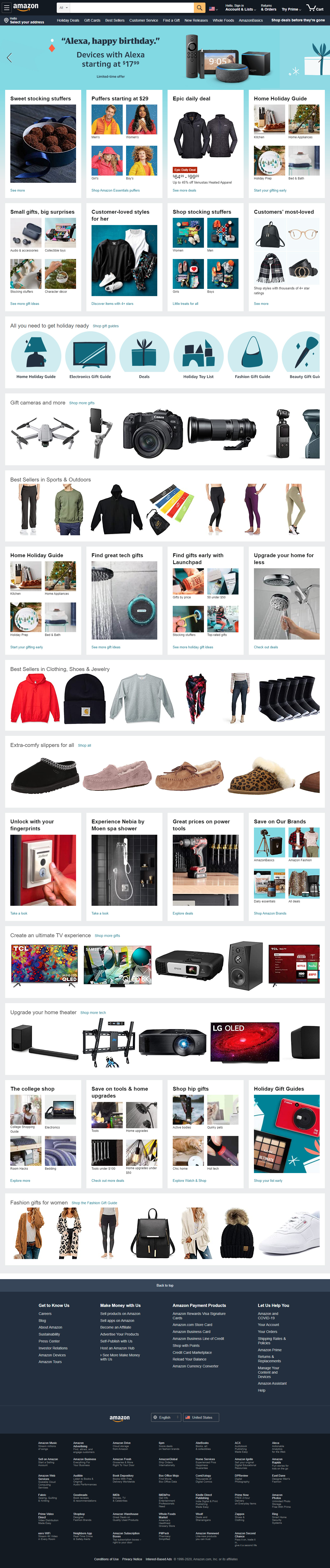 Amazon website in 2020