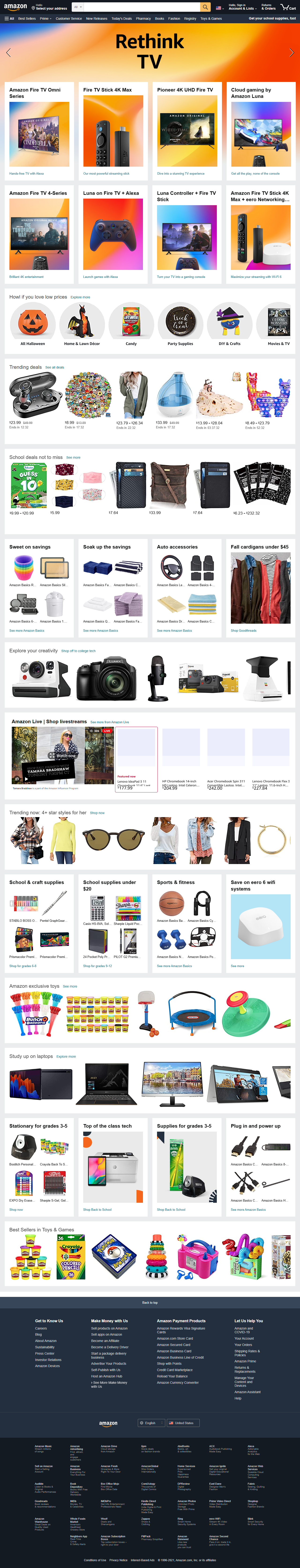 Amazon website in 2021