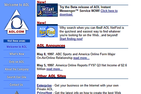 AOL website in 1997