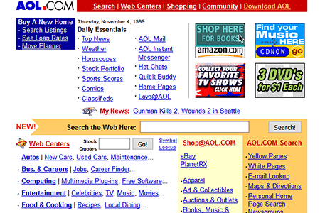 AOL website in 1999