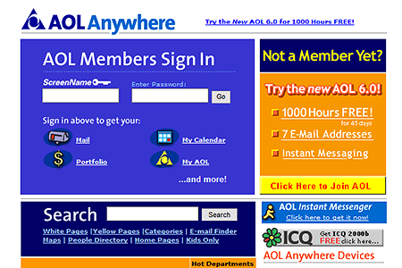 AOL website in 2001