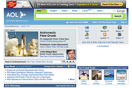 AOL website in 2007