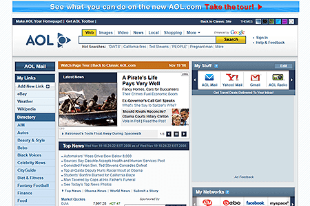 AOL website in 2008