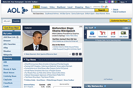 AOL website in 2009