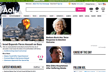 AOL website in 2012