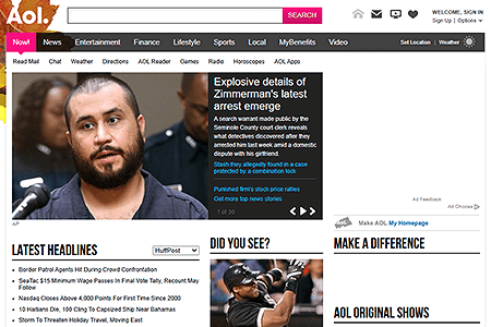 AOL website in 2013