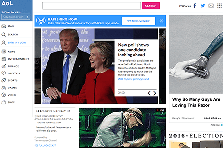 AOL website in 2016