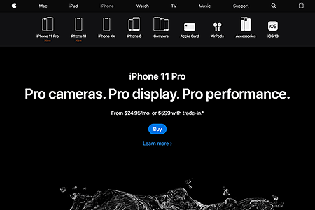 Apple iPhone 11 Pro website in 2019