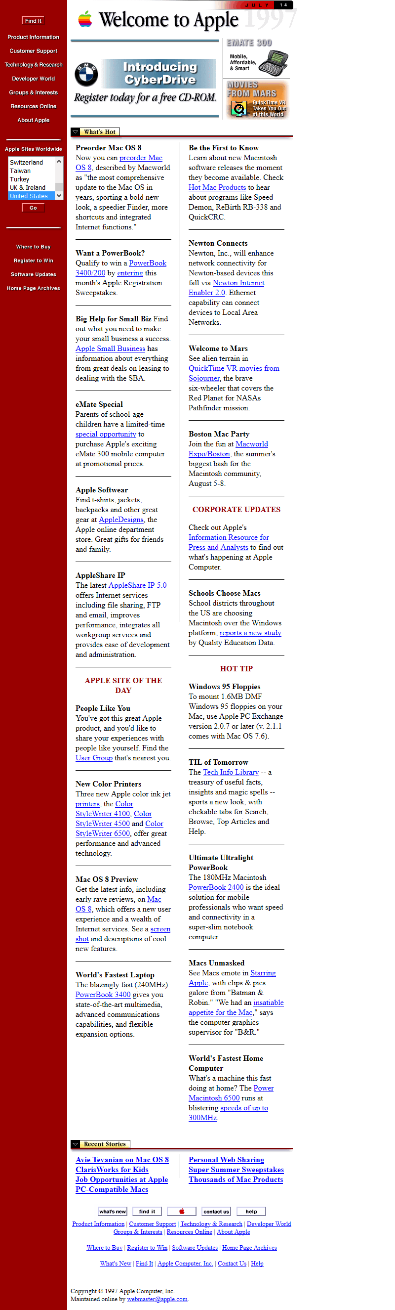 Apple website in 1997