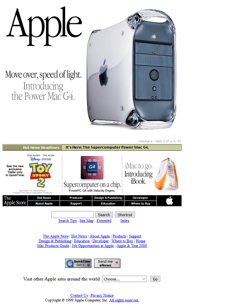 Apple website in 1999