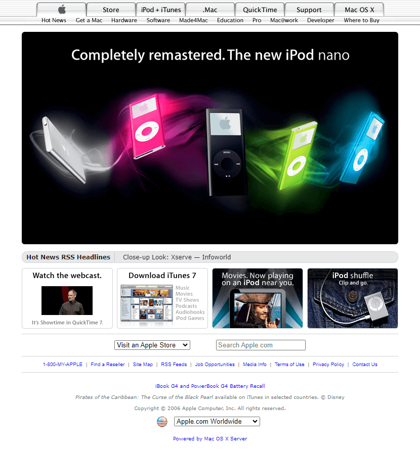 Apple website in 2006