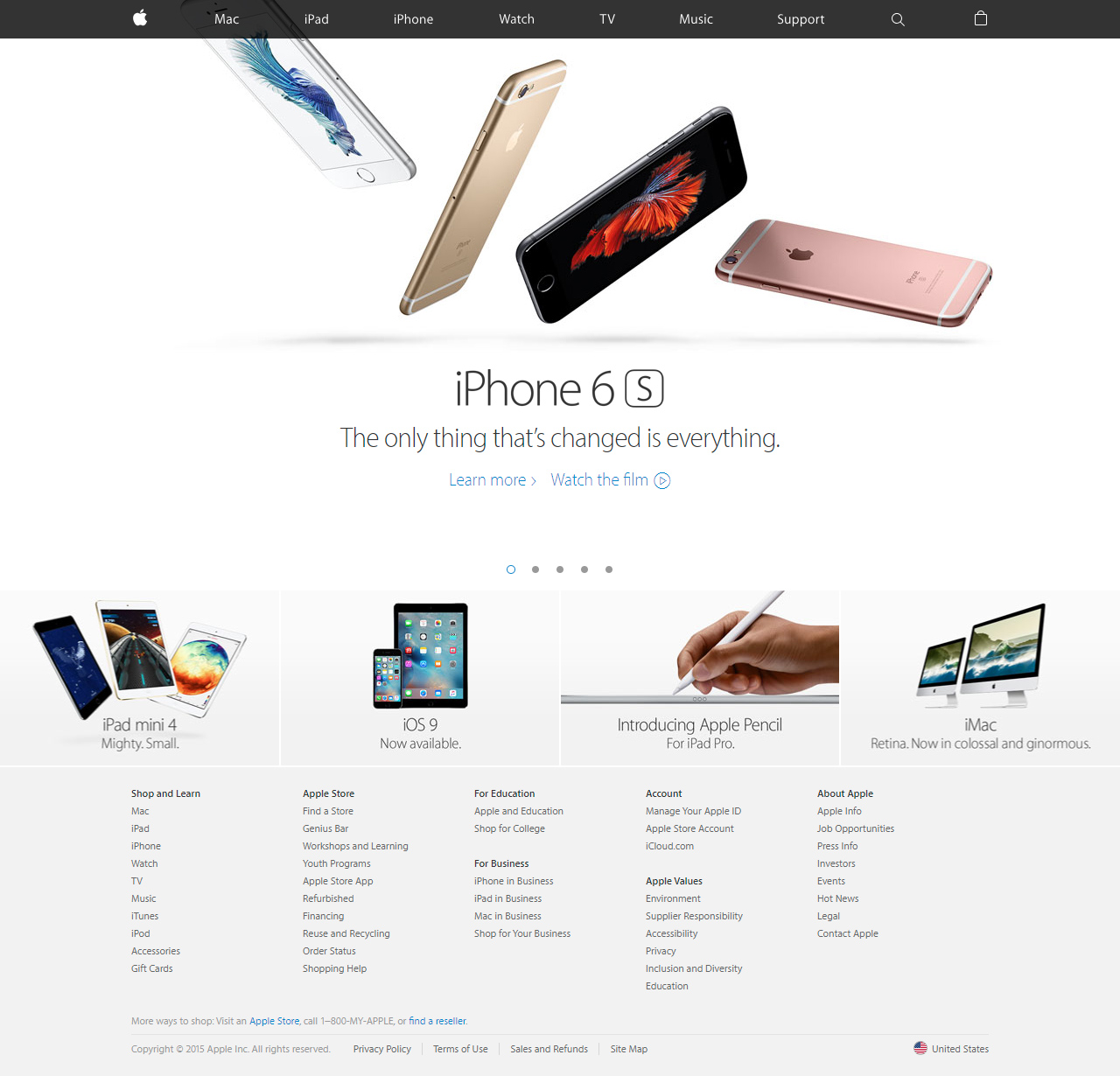 Apple website in 2015