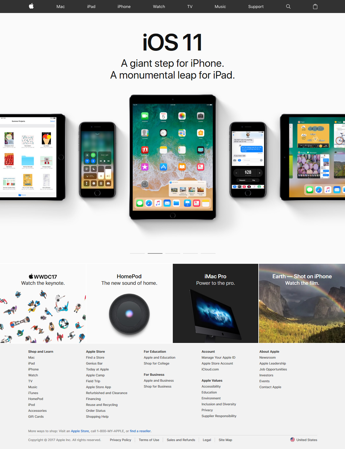 Apple website in 2017