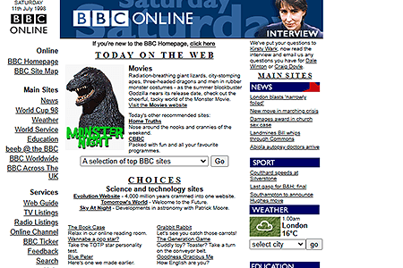 BBC website in 1998