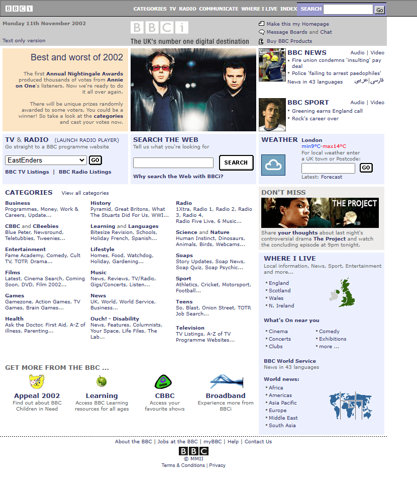BBC website in 2002