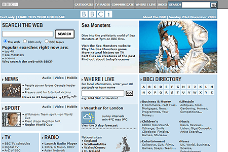 BBC website in 2003