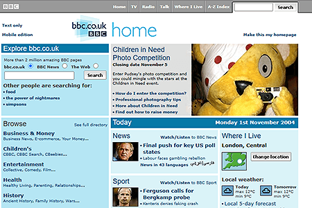 BBC website in 2004