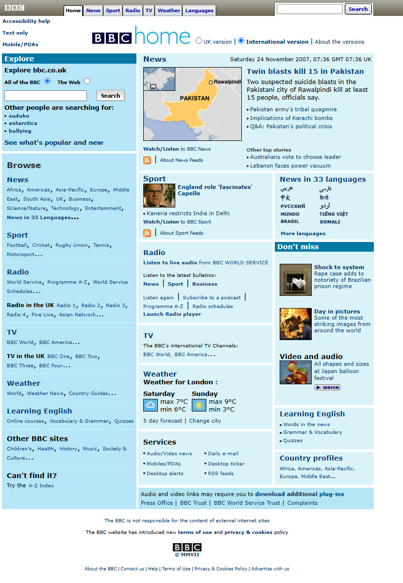 BBC website in 2007