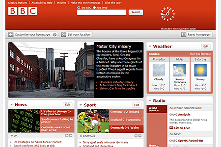 BBC website in 2008