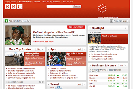 BBC website in 2009