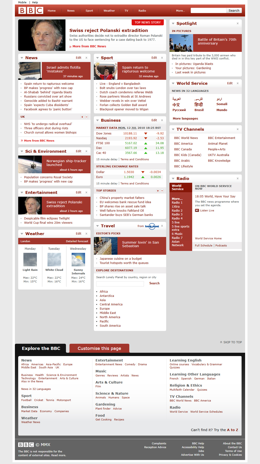 BBC website in 2010