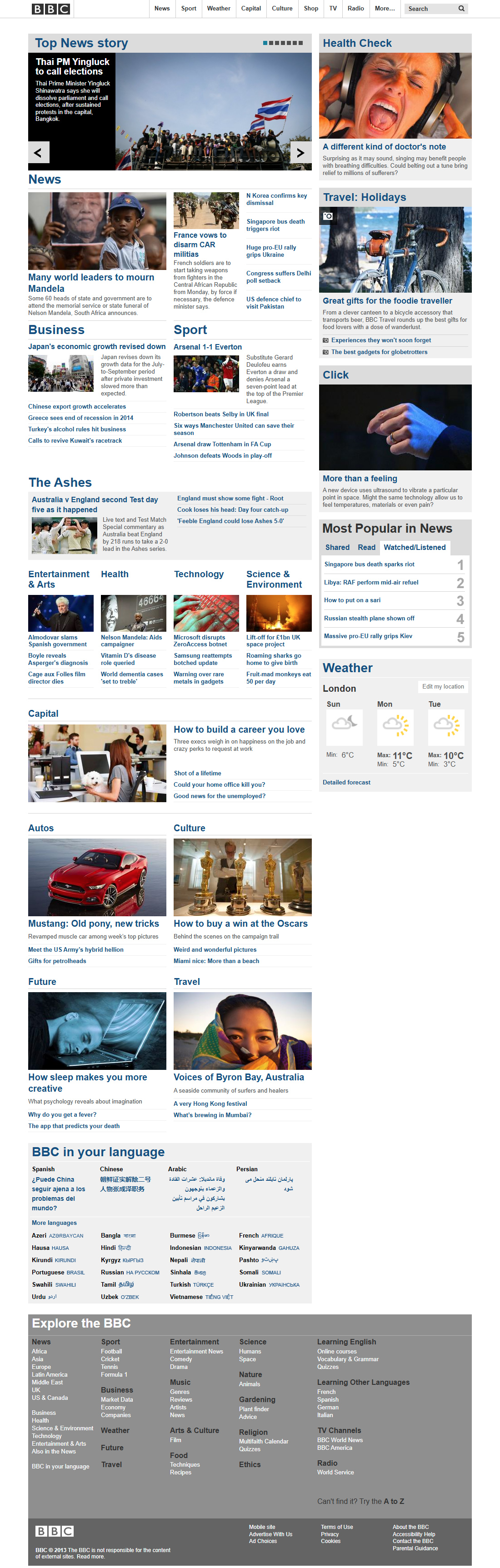BBC website in 2013