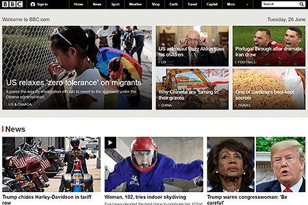 BBC website in 2018