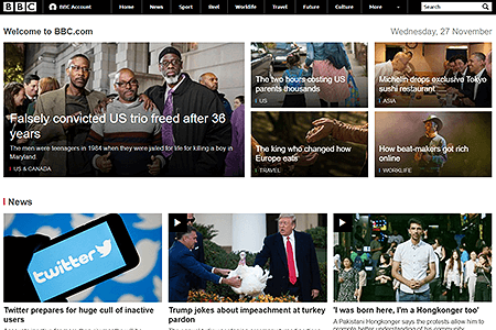BBC website in 2019