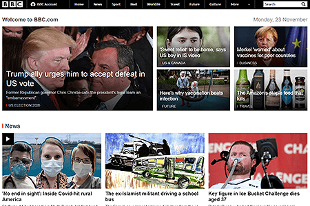 BBC website in 2020