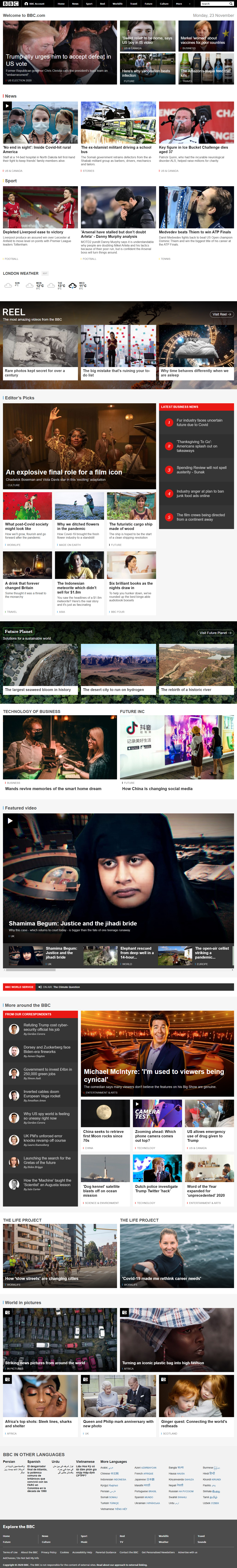 BBC website in 2020