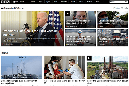 BBC website in 2021