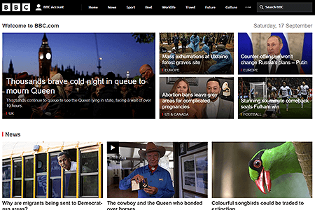 BBC website in 2022