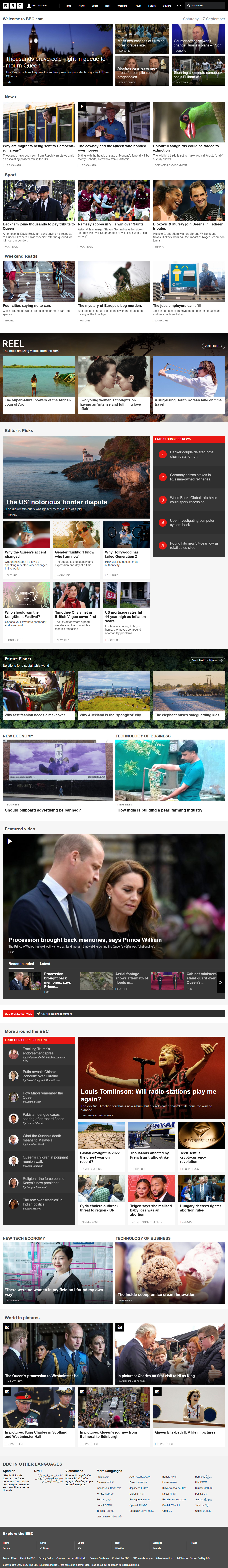 BBC website in 2022