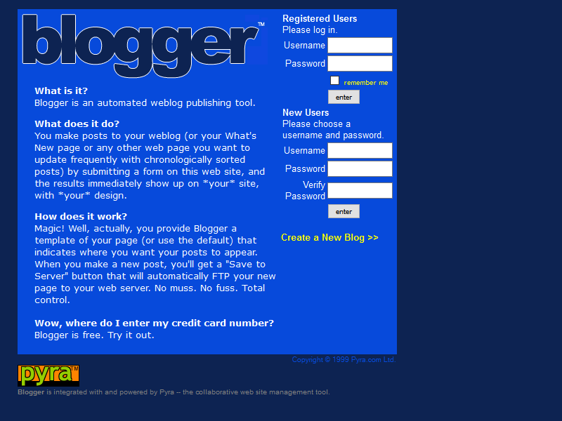 Blogger in 1999