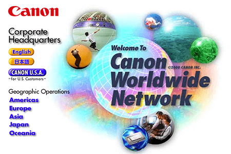 Canon website in 2000