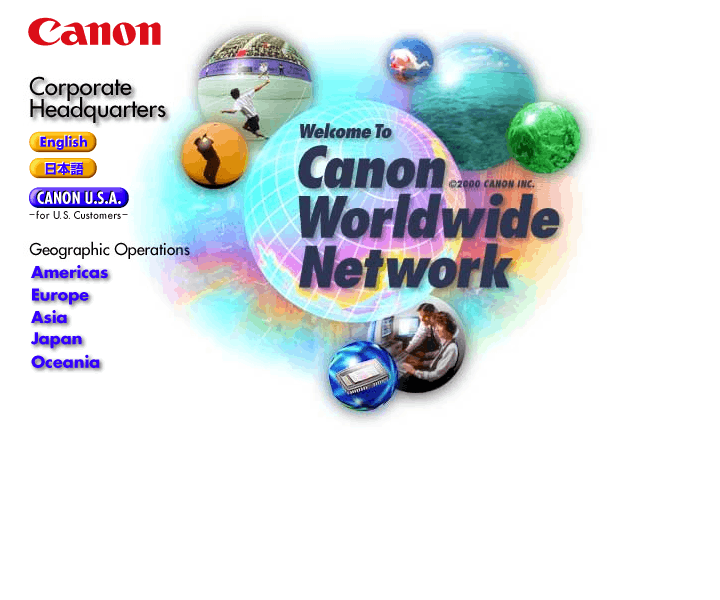 Canon website in 2000