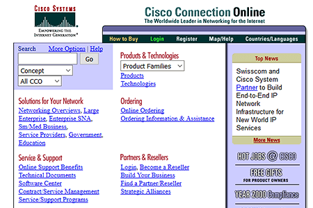 Cisco website in 1999