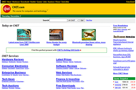 CNET website in 2000