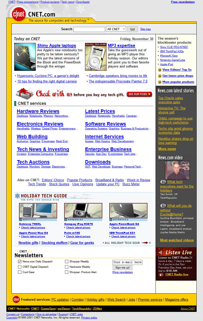 CNET in 2001
