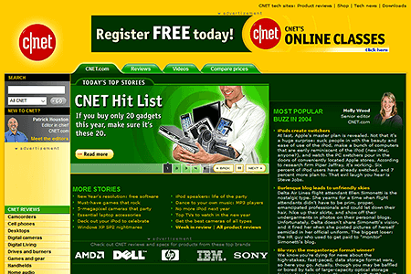 CNET website in 2004