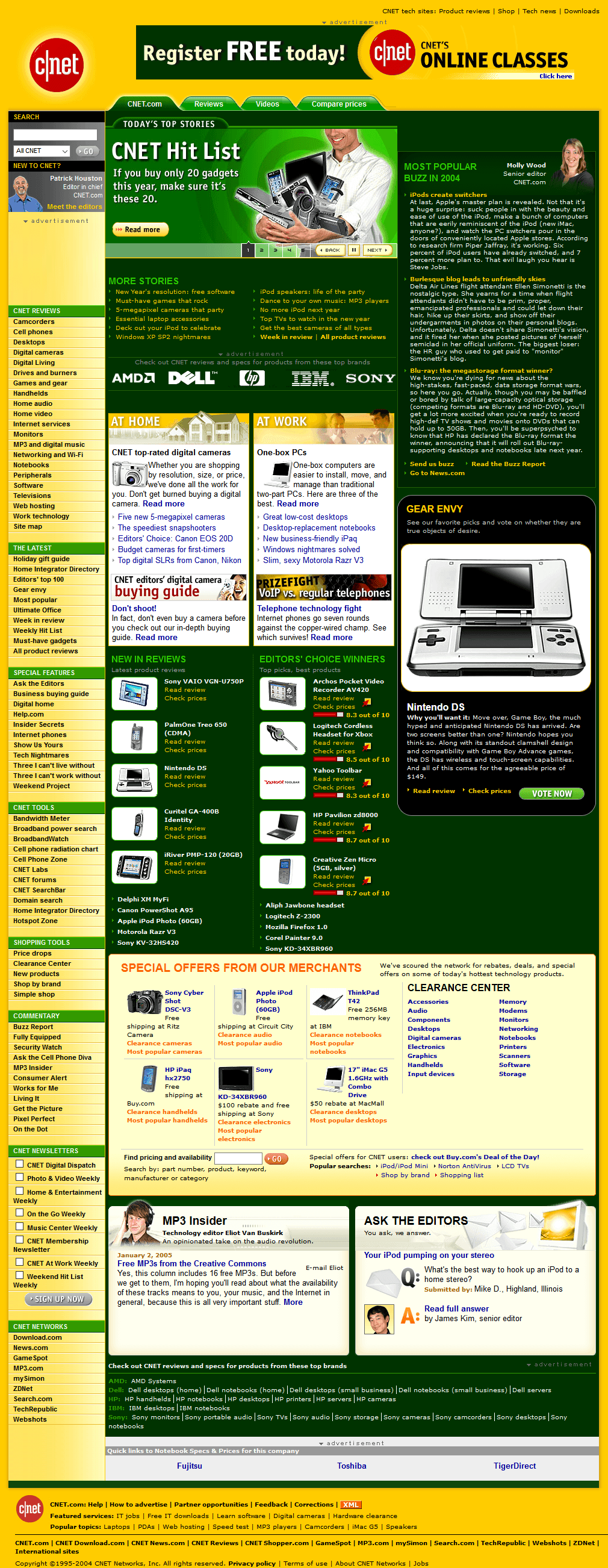 CNET website in 2004