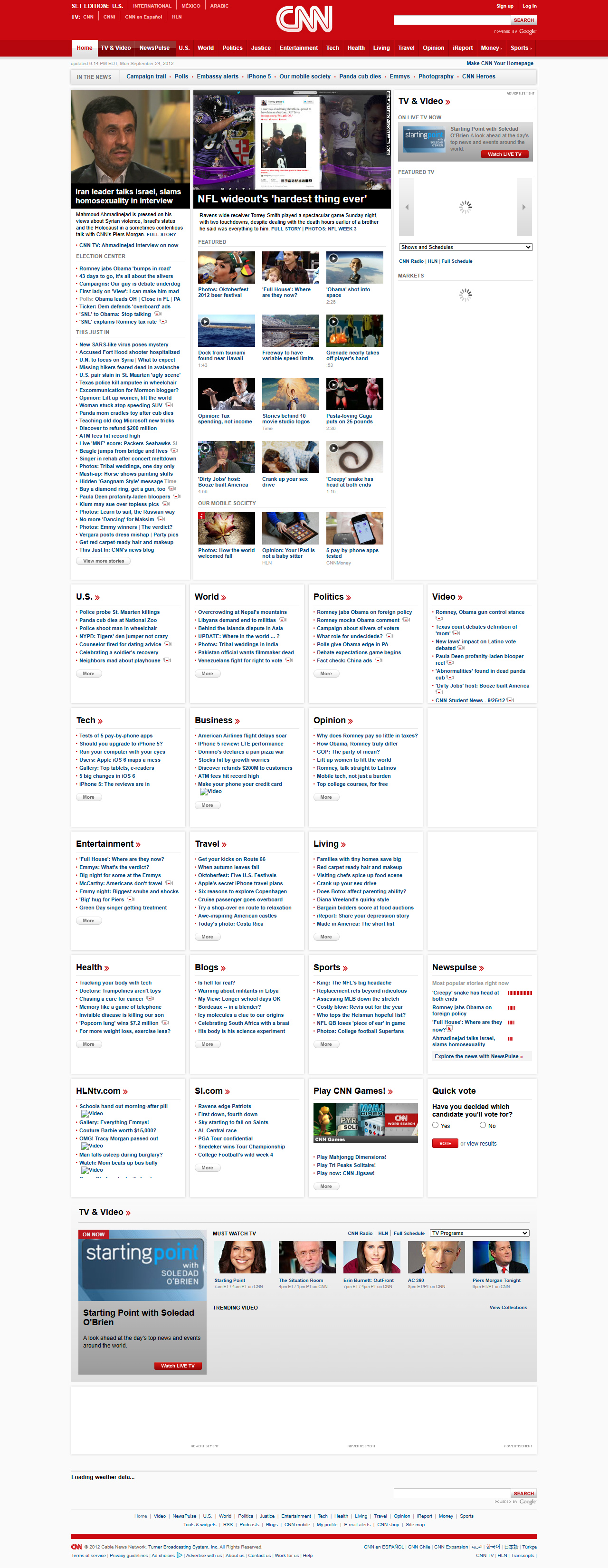 CNN.com website in 2012