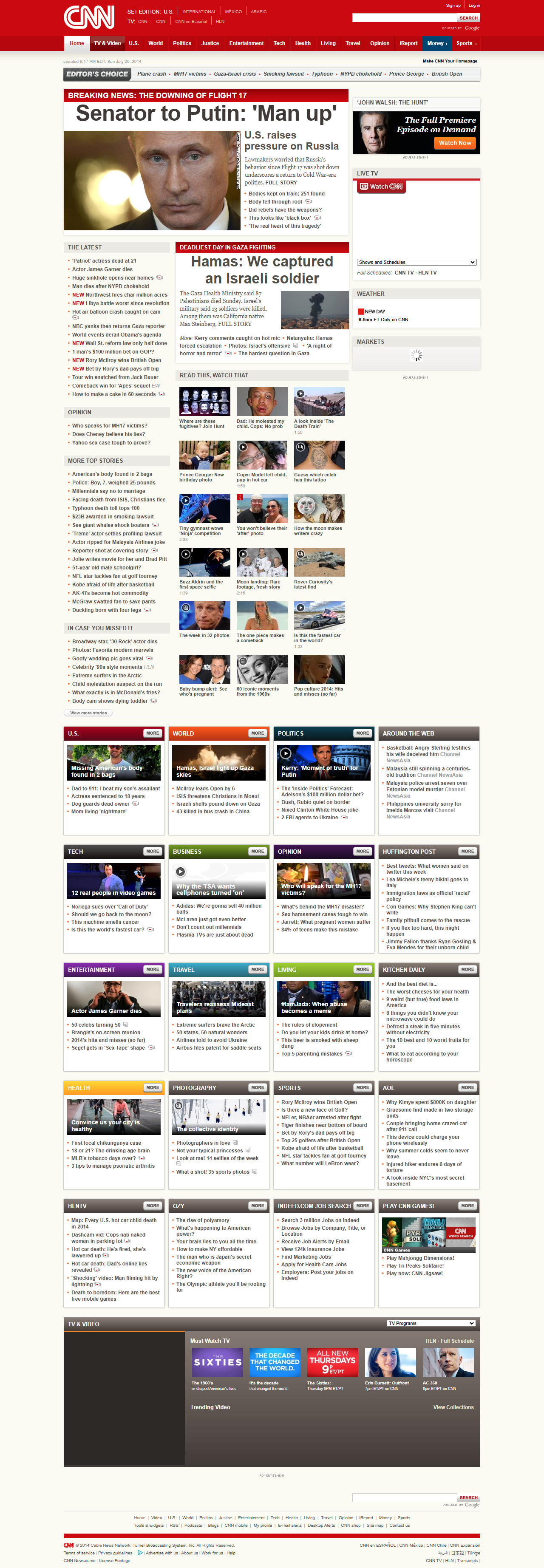 CNN.com website in 2014
