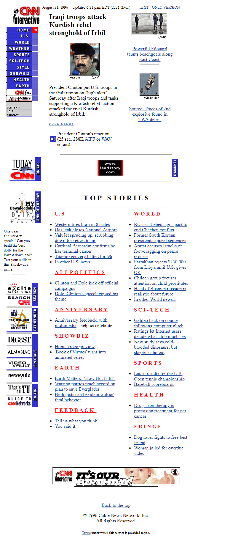 CNN.com website in 1996
