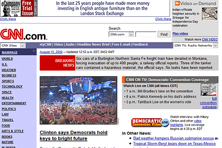CNN.com website in 2000