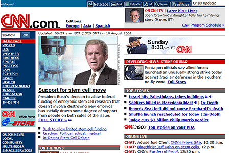 CNN.com website in 2001