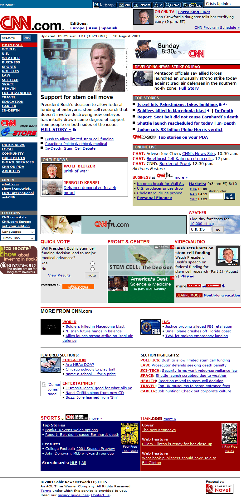 CNN.com website in 2001